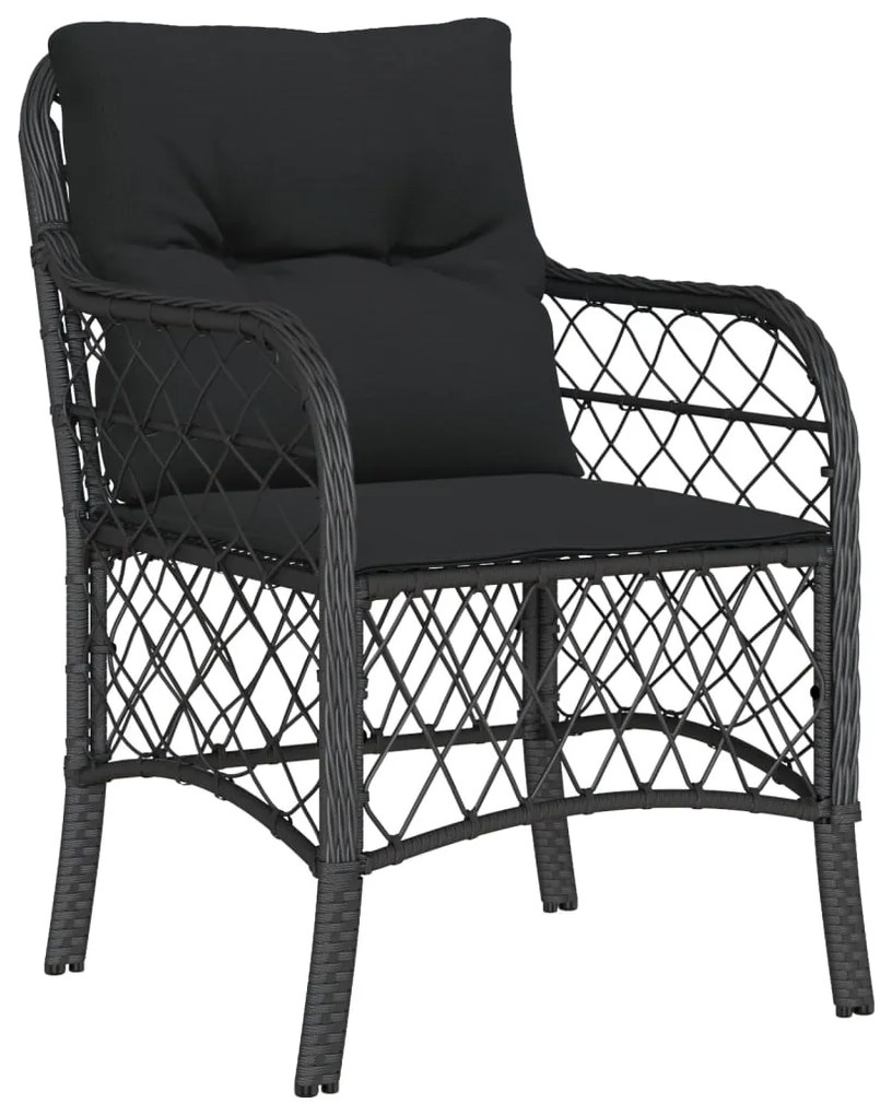 Set da pranzo da giardino 5 pz nero con cuscini in polyrattan