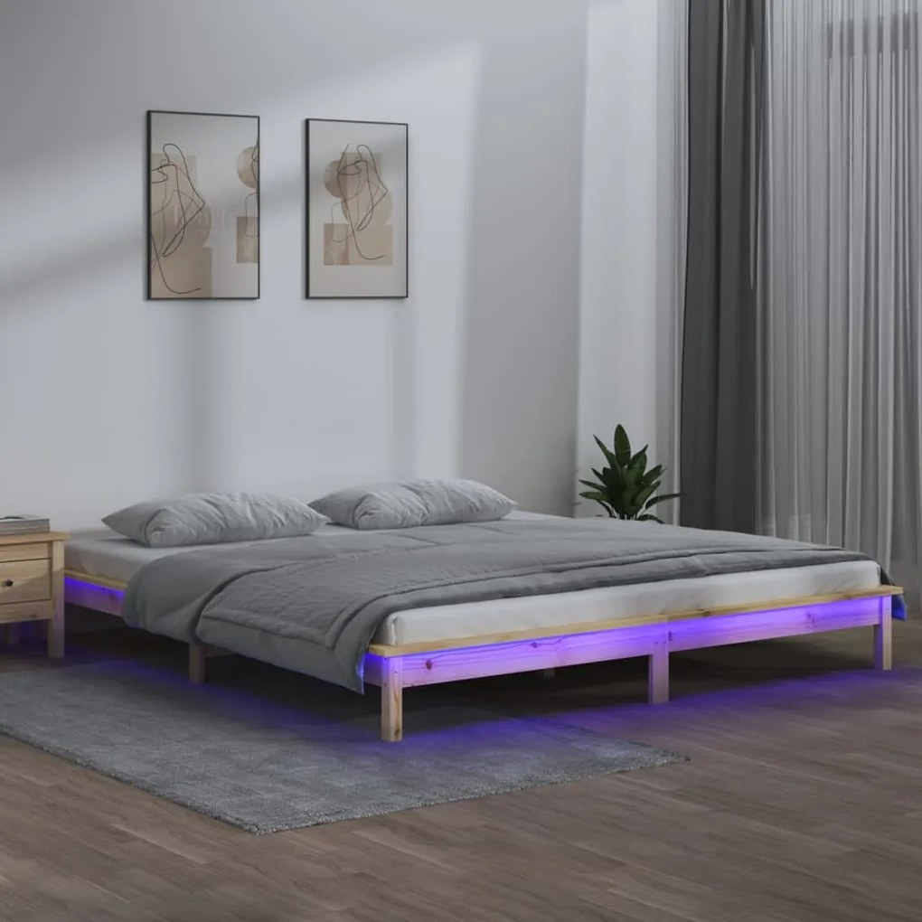 Giroletto Con Led 120x190 Cm Small Double İn Legno Massello /