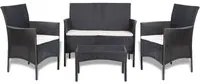 Set Divani da Giardino 4 pz con Cuscini in Polyrattan Nero cod mxl 39502