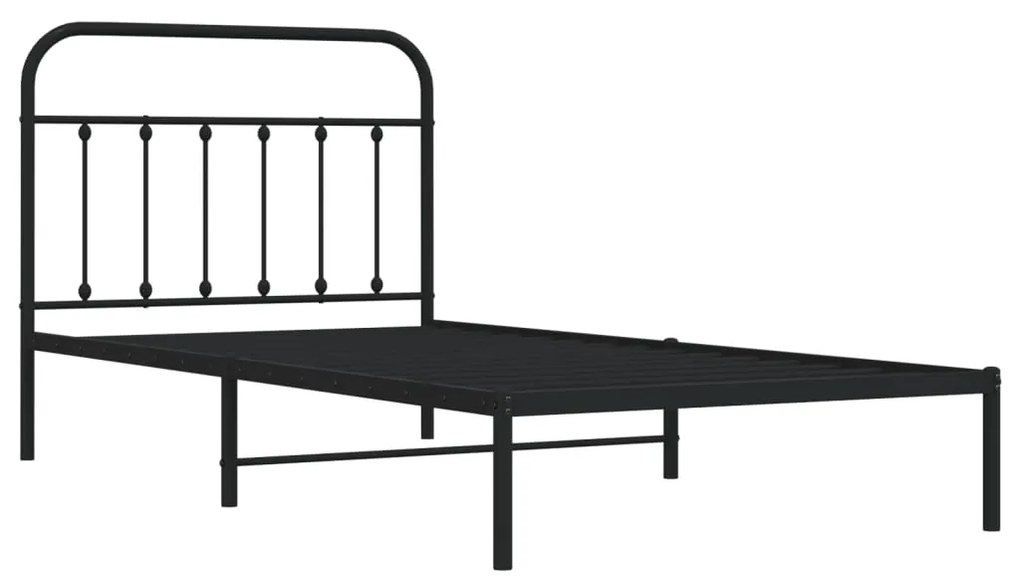 Giroletto con testiera in metallo nero 107x203 cm