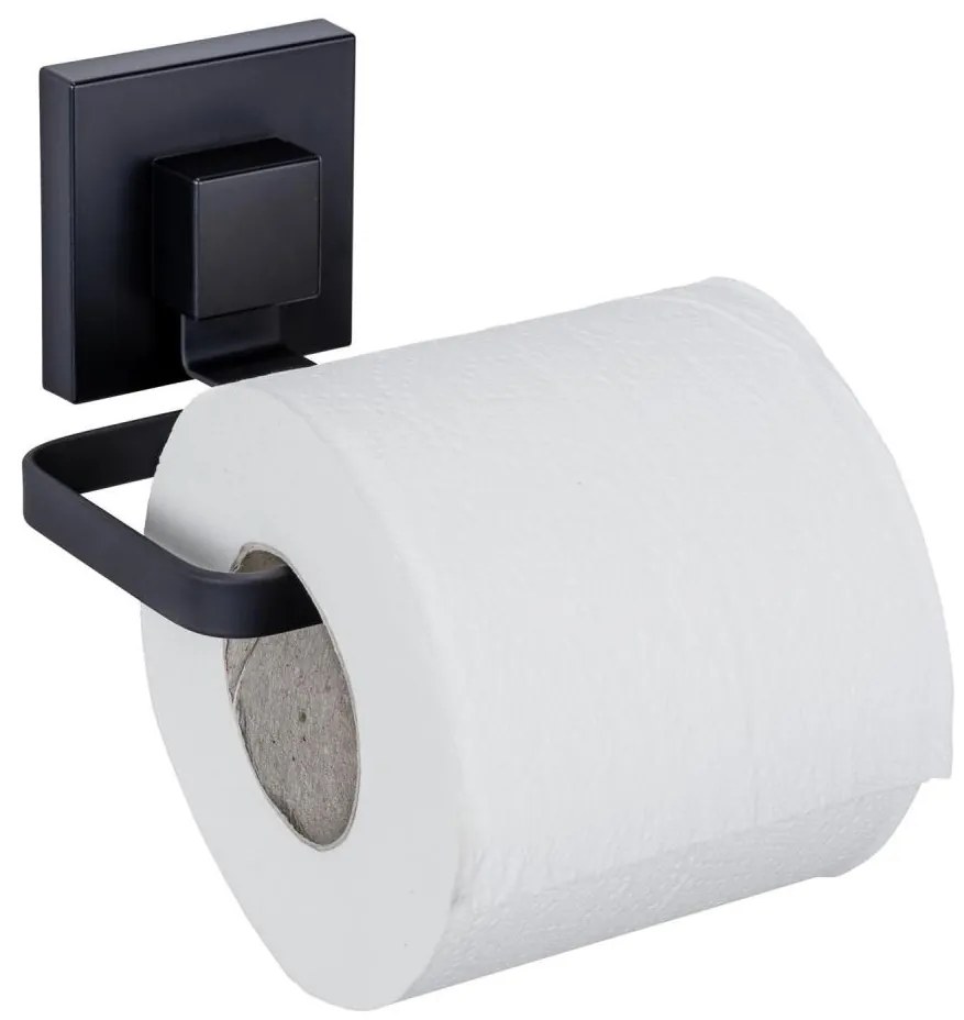 WENKO 71447800 - Porta rotolo per carta igienica VACUUM-LOC QUADRO ED 14x11 cm nero