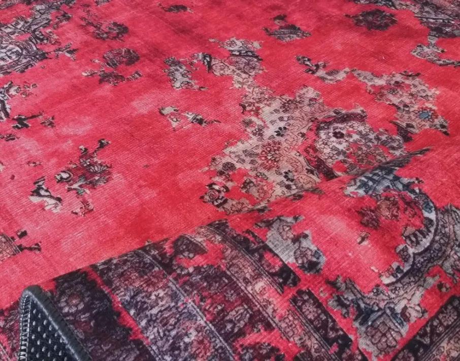Elegante tappeto rosso vintage Larghezza: 80 cm | Lunghezza: 300 cm