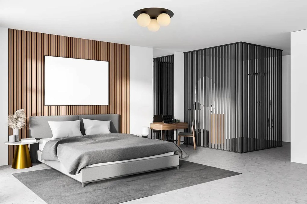 Lampada da soffitto Solar Nera con sfere satinate E14