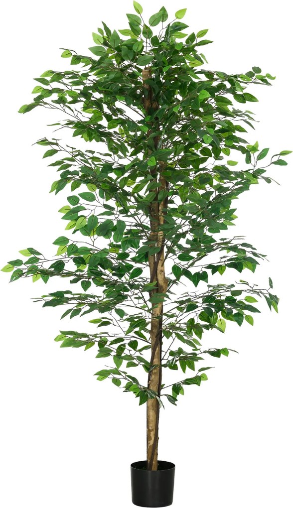Pianta Artificiale di Ficus con Vaso per Interni ed Esterni 180 cm Verde...