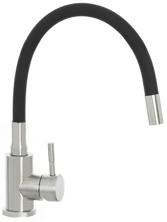 Miscelatore cucina spazzolato in acciaio inox con canna orientabile in silicone