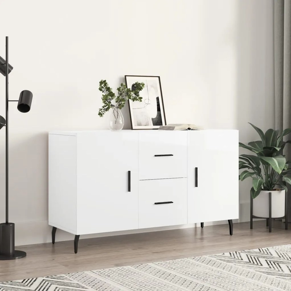 Credenza bianco lucido 100x36x60 cm in legno multistrato