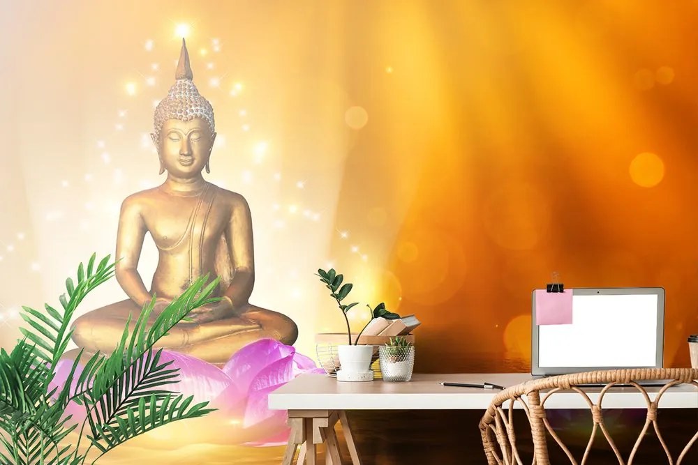 Carta da parati autoadesiva – Statua del Buddha sul fiore di loto