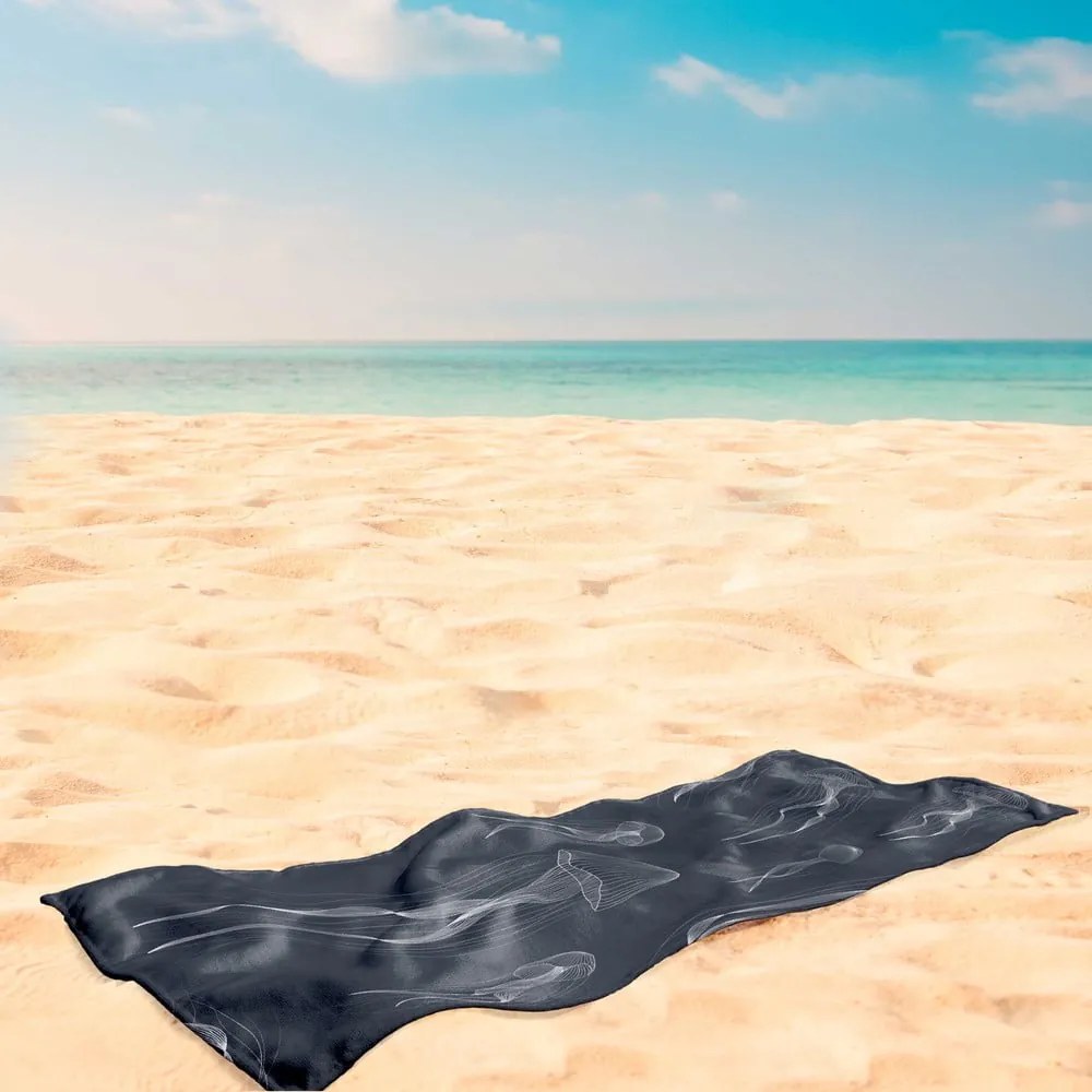 Telo mare bianco e nero 90x180 cm Jellyfish - DecoKing