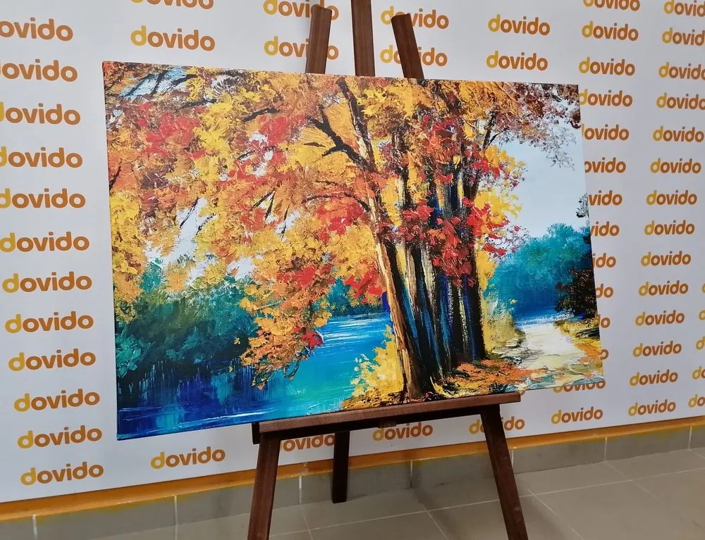 Stampa su tela – Alberi dipinti nei colori dell'autunno