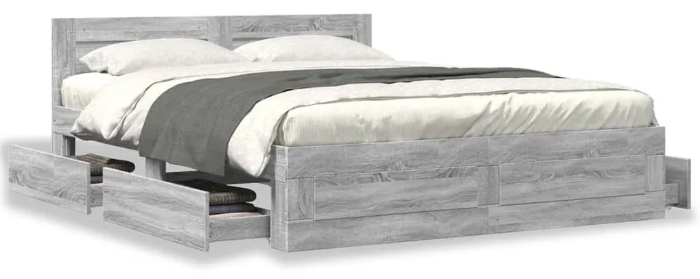 Giroletto Testiera Grigio Sonoma 160x200 Cm Legno Multistrato /
