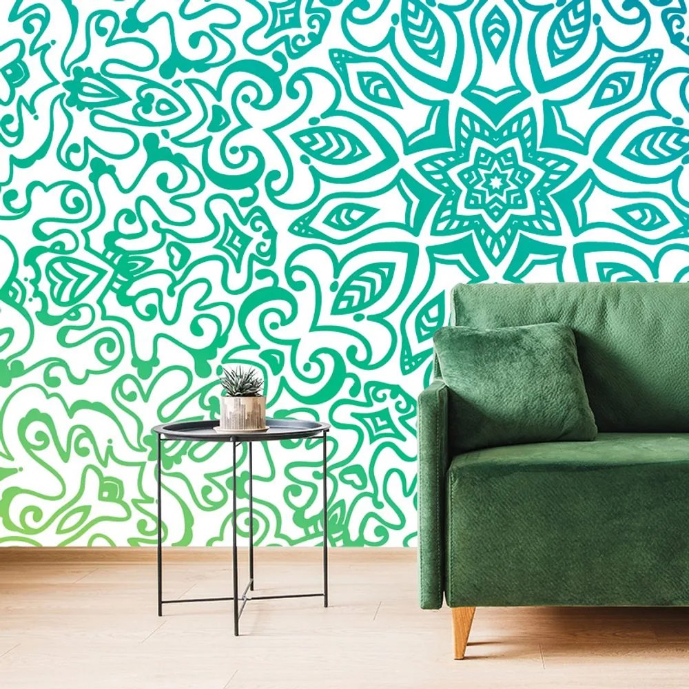 Carta da parati – Mandala blu-verde