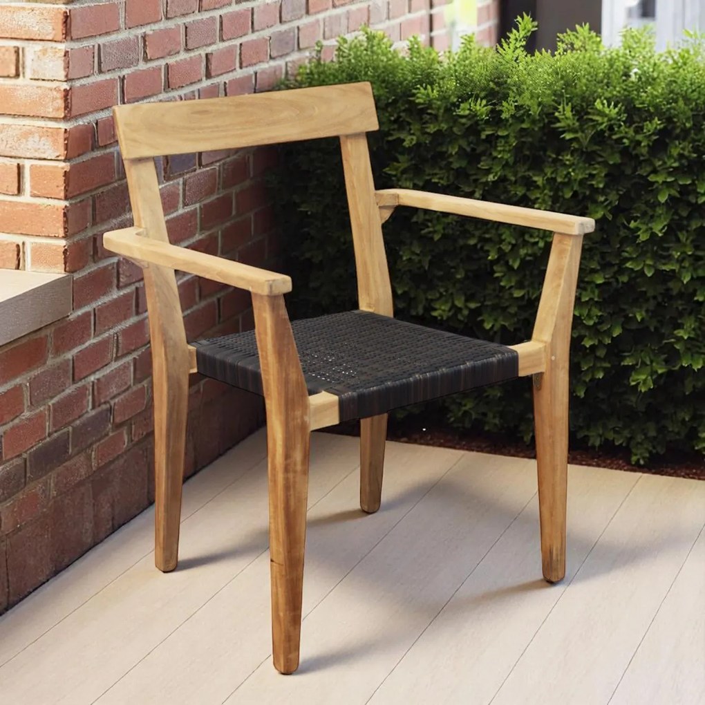 PAGAN - poltrona impilabile in teak e wicker