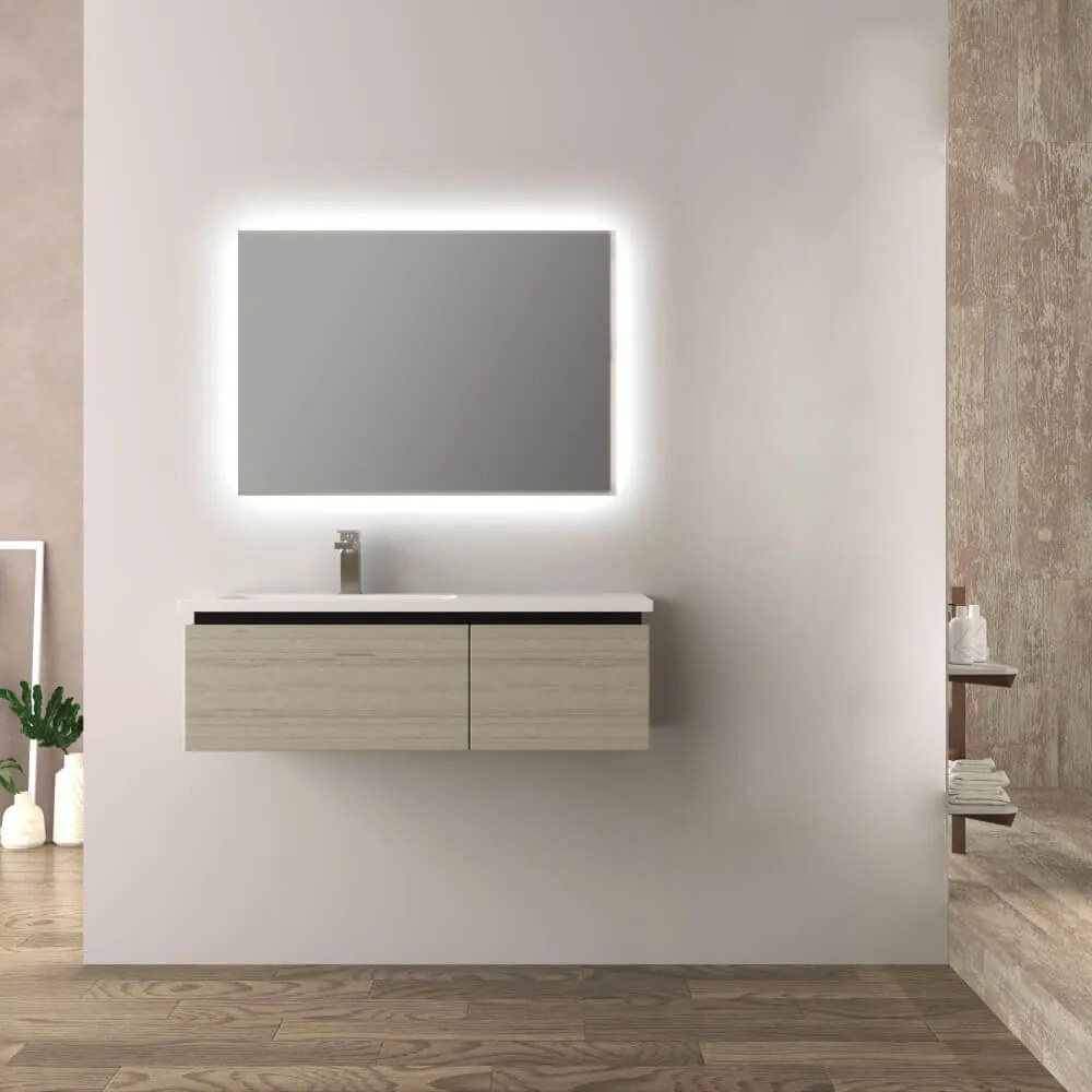 Mobile bagno 100 cm rovere sbiancato Mod. Mono Slide