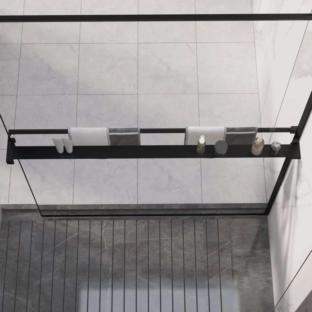 Mensola Doccia A Parete Per Doccia Walk-in Nera 115cm Alluminio /