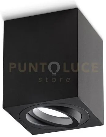 Gfa332- faretto h. 9,6cm quadrato nero orientabile in alluminio 1 l...