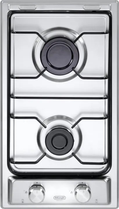 Piano cottura 2 fuochi L 28.8 cm I 23D DE'LONGHI silver griglie in acciaio smaltato