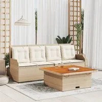 Set Divano da Giardino 3 pz con Cuscini Beige in Polyrattan 3262590