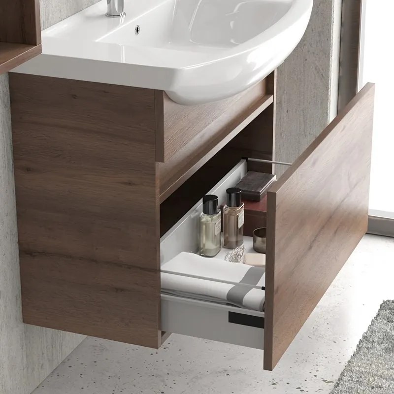 Mobile bagno 80 cm sospeso con cassetto scorrevole BN-80B - KAMALU