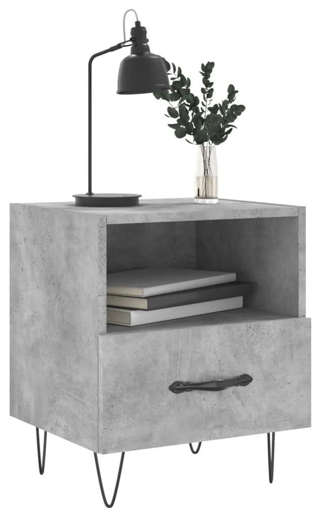 Comodini 2 pz grigio cemento 40x35x47,5 cm in legno multistrato