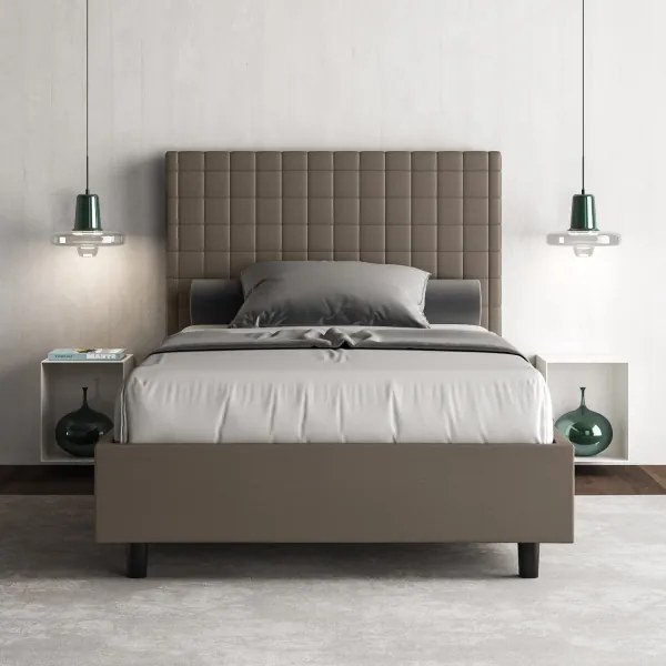 Letto matrimoniale francese contenitore imbottito 140x200 similpelle cappuccino Sunny