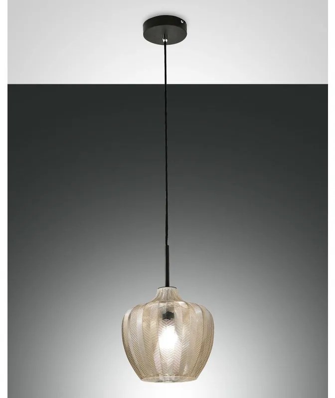 Lampadario Glamour Gallura nero paralume beige E27 LA MIA LUCE