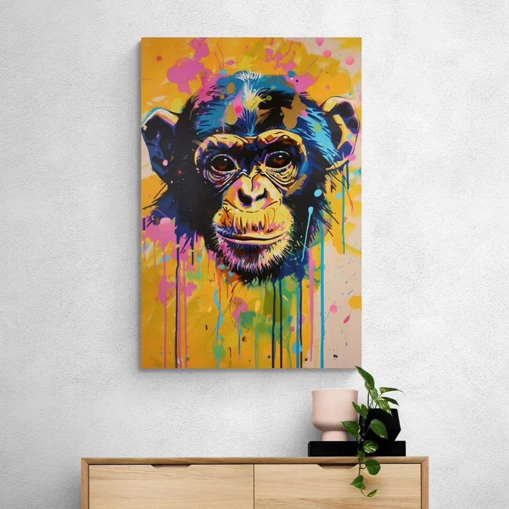Quadro su tela – Scimmia con imitazione di pittura