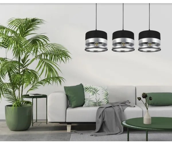 Lampadario su filo MILO 3xE27/60W/230V argento/nero