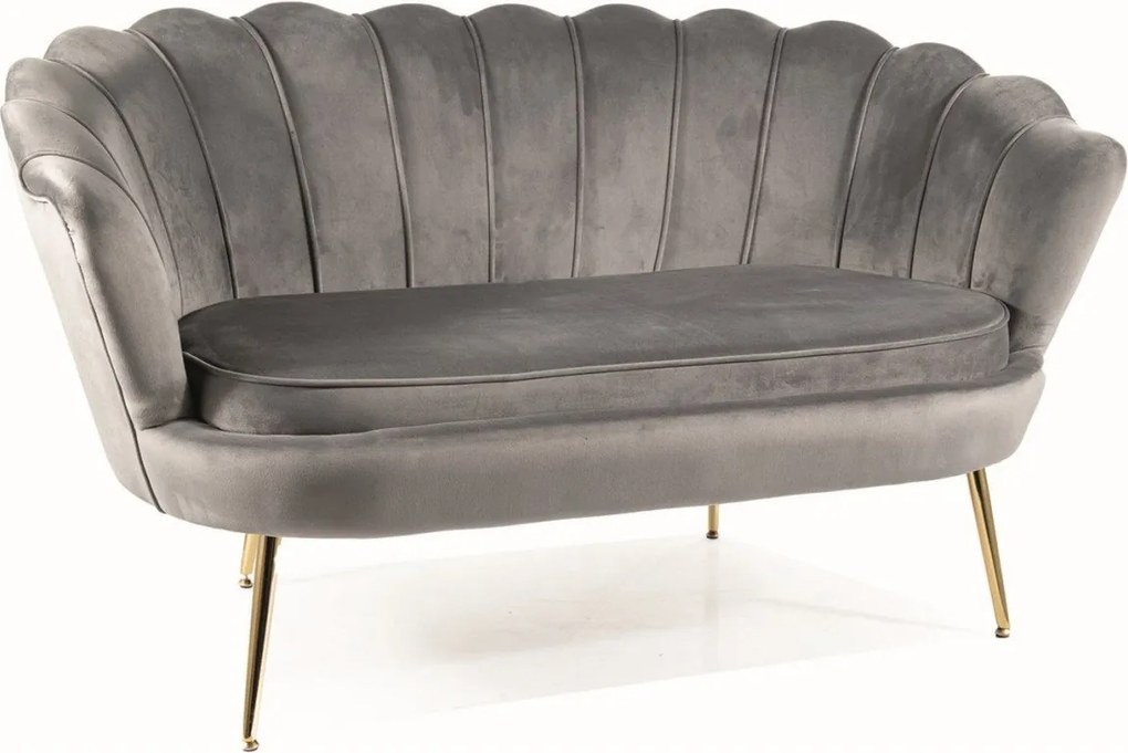 Divano Camelia 2 in velluto grigio - Blu14/oro