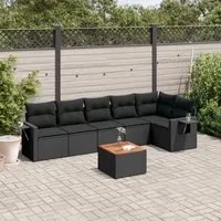 Set Divani da Giardino con Cuscini 7pz Nero Polyrattancod mxl 88271