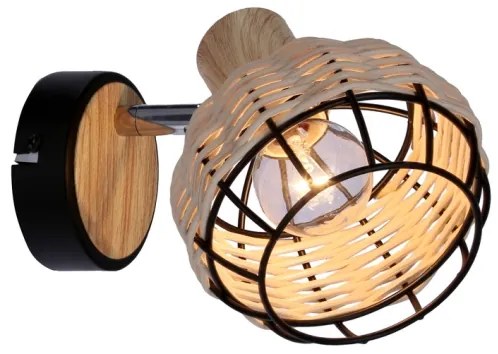 Faretto da parete TAJGA 1xE14/40W/230V rattan/nero