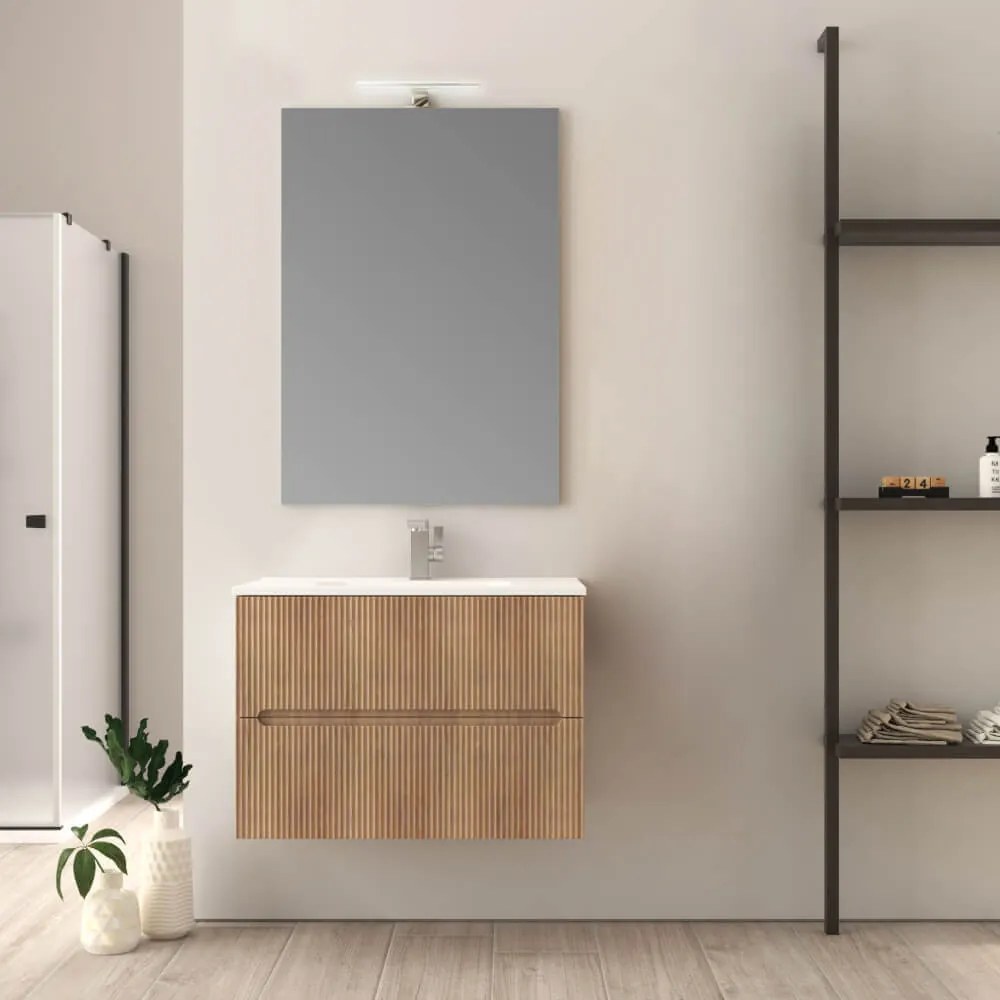 Mobile bagno 80 cm cannettato rovere tabacco Riga