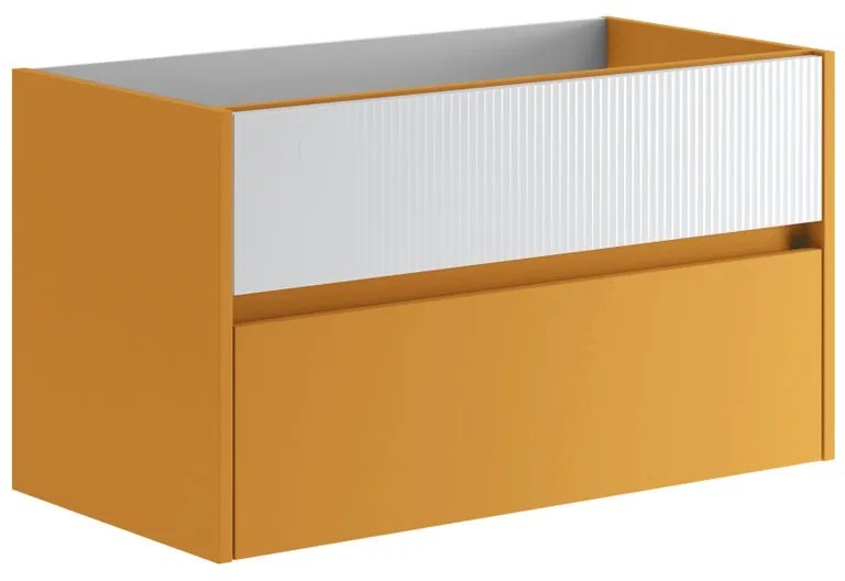 Mobile da bagno sotto lavabo Niwa beige laccato opaco L 89.5 x H 50 x P 45.5 cm 2 cassetti, lavabo non incluso