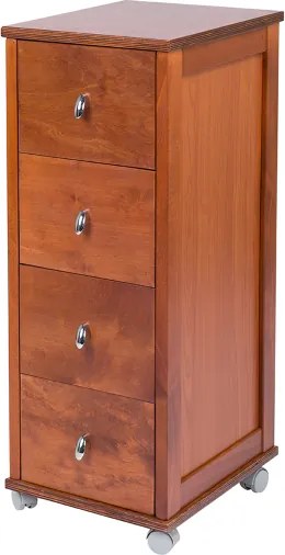 Carrello cassettiera POKERINO in legno a 4 cassetti CILIEGIO