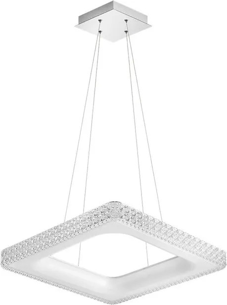 Lampadario LED neoclassico Chanel cromo, luce naturale 4200 lumen