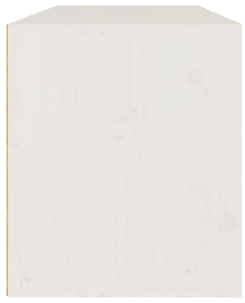 Pensile bianco 80x30x35 cm in legno massello di pino
