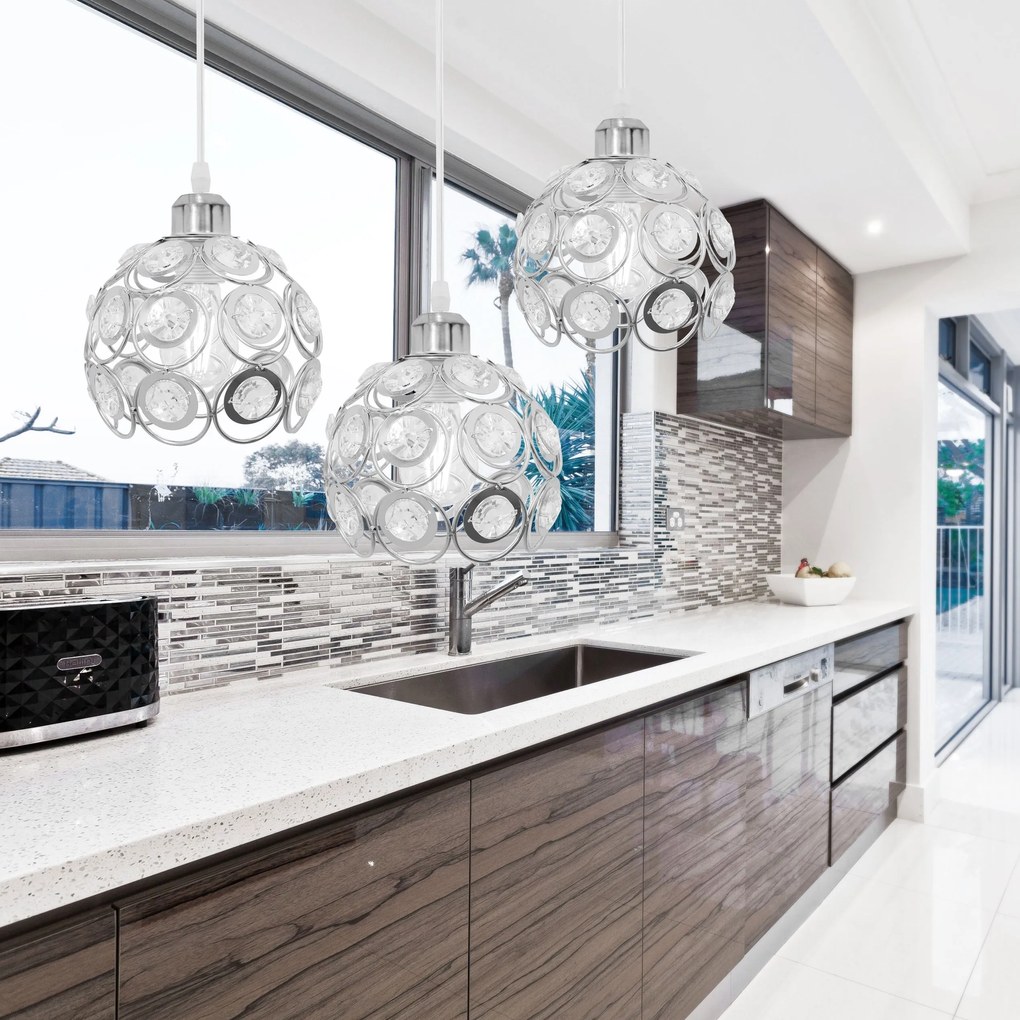 LAMPADA ELEGANTE DA SOFFITTO APP210-3CPR CRISTALLO ARGENTO