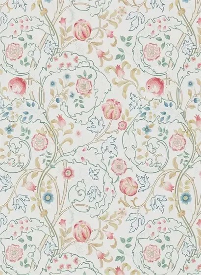 Morris & Co Carta da parati Mary Isobel - Pink/ Ivory