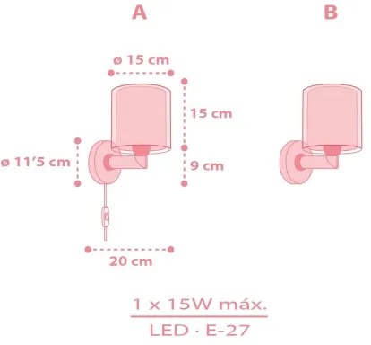 Dalber 41769S - Lampada da parete per bambini KAWAII FRIENDS 1xE27/15W/230V rosa