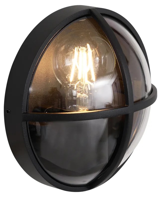 Lampada da parete per esterni nera rotonda IP65 - Target