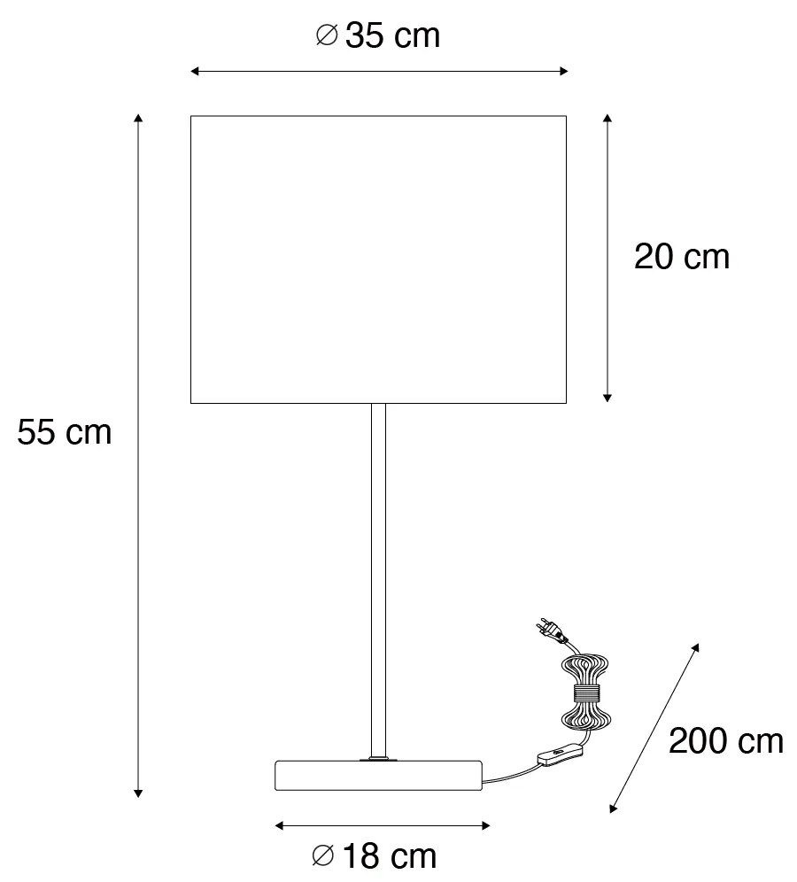 Lampada da tavolo in ottone con paralume grigio 35 cm - Kaso
