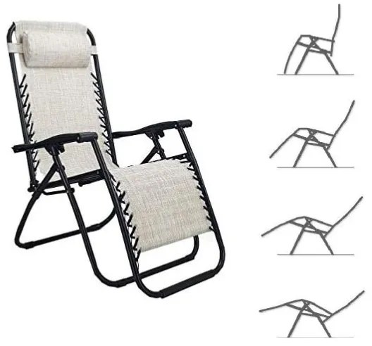 Sdraio poltrona relax da esterno LOUIS reclinabile in tessuto textilene BEIGE