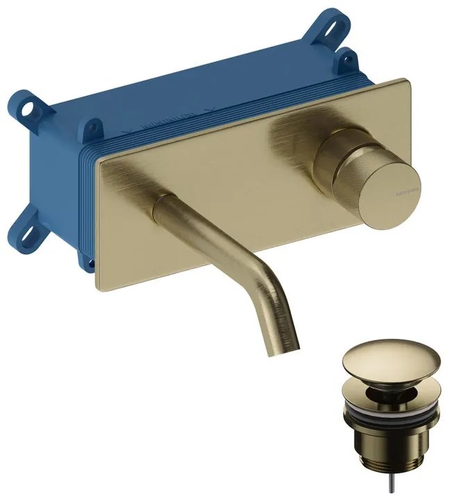 Rubinetto per lavabo a canna media Loop K oro spazzolato in ottone SANYCCES