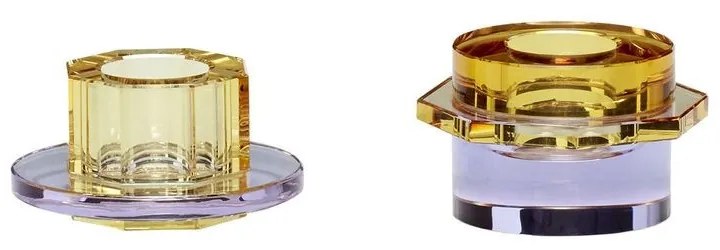 Hübsch - Kiosk Portacandele 2 pcs. Amber/Purple Hübsch