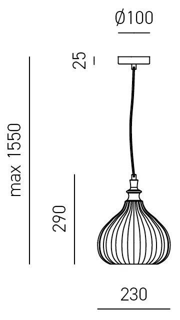 Sospensione Contemporanea Cleofe Metallo Cromo Vetro Ocra 1 Luce E27 D.23Cm