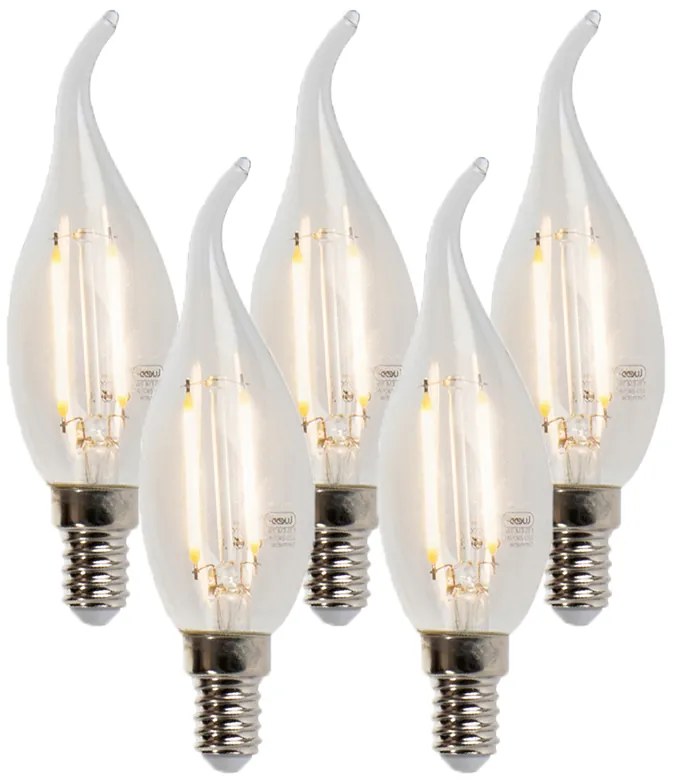 Set di 5 Lampadine LED a filamento a candela E14 dimmerabili 250lm 2700K