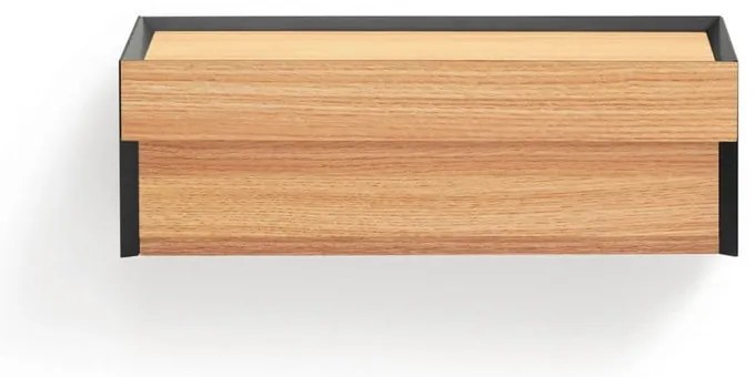 Comodino nero con piano effetto rovere da parete Arista – Teulat