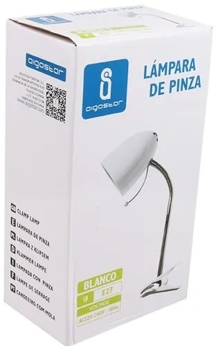 Aigostar -  Lampada da tavolo con morsetto 1xE27/11W/230V bianco/cromo