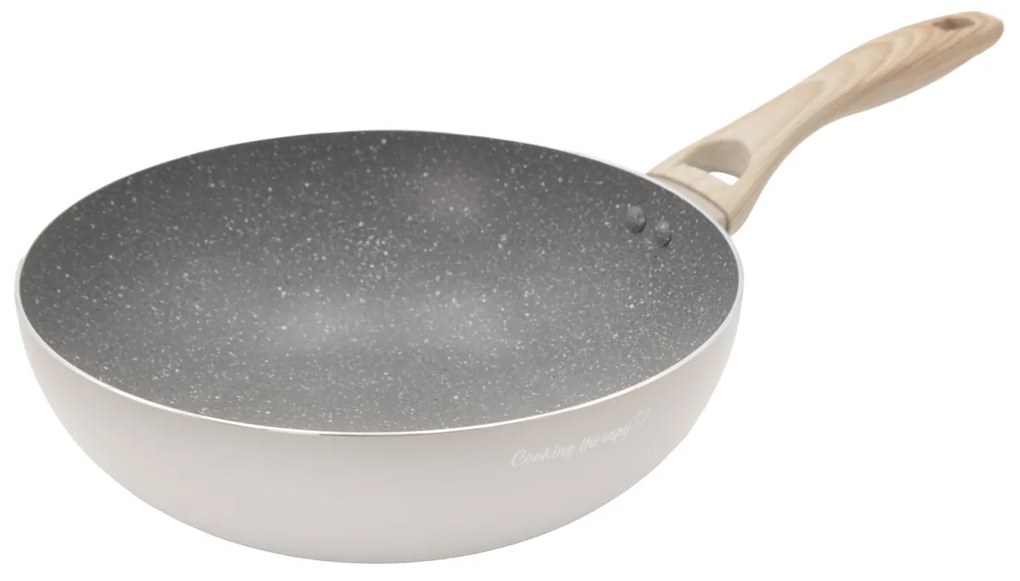 Wok 28 cm taupe scritta Cooking Therapy