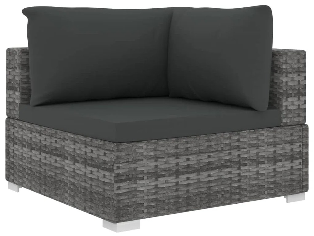 Set Divani da Giardino 5 pz con Cuscini in Polyrattan Grigio