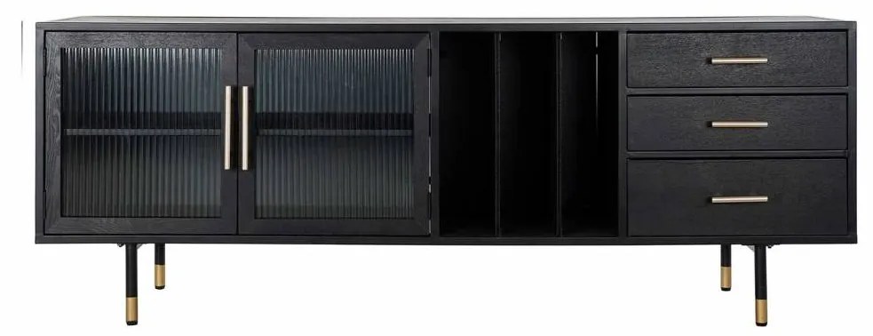 BUFFET IN VETRO NERO 150X38X55